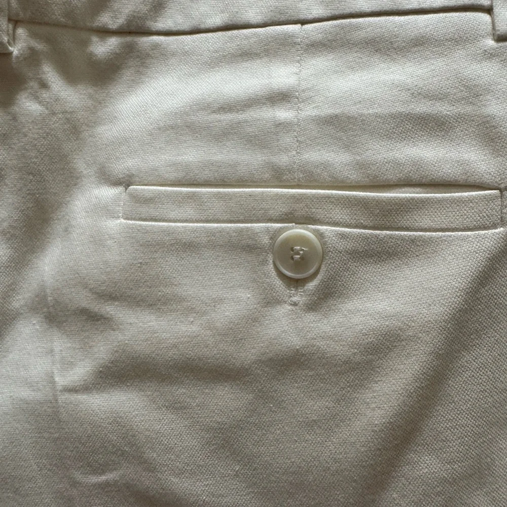 Trina Turk White Cropped Pants Size 8 Cotton Stretch Tailored Made in USA - Picture 2 of 7
